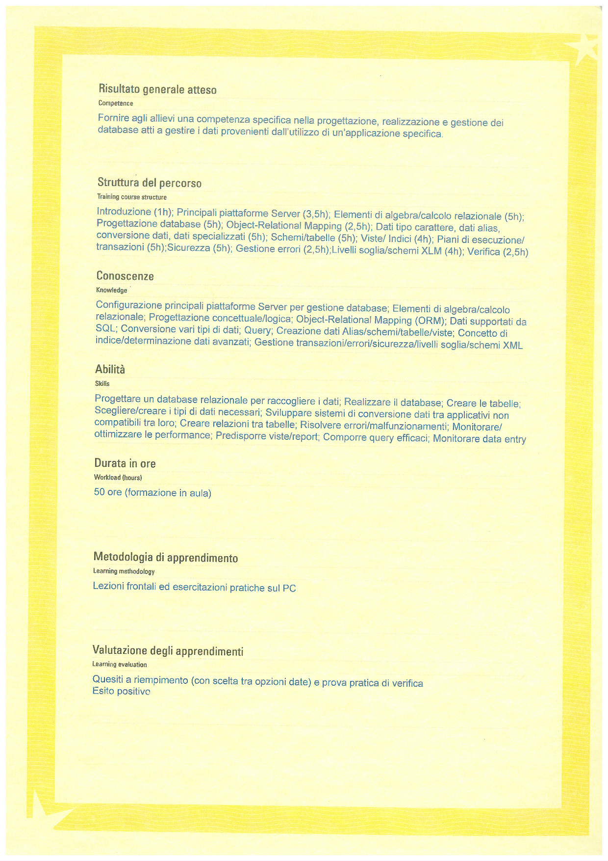 Database Management Certificate - Back