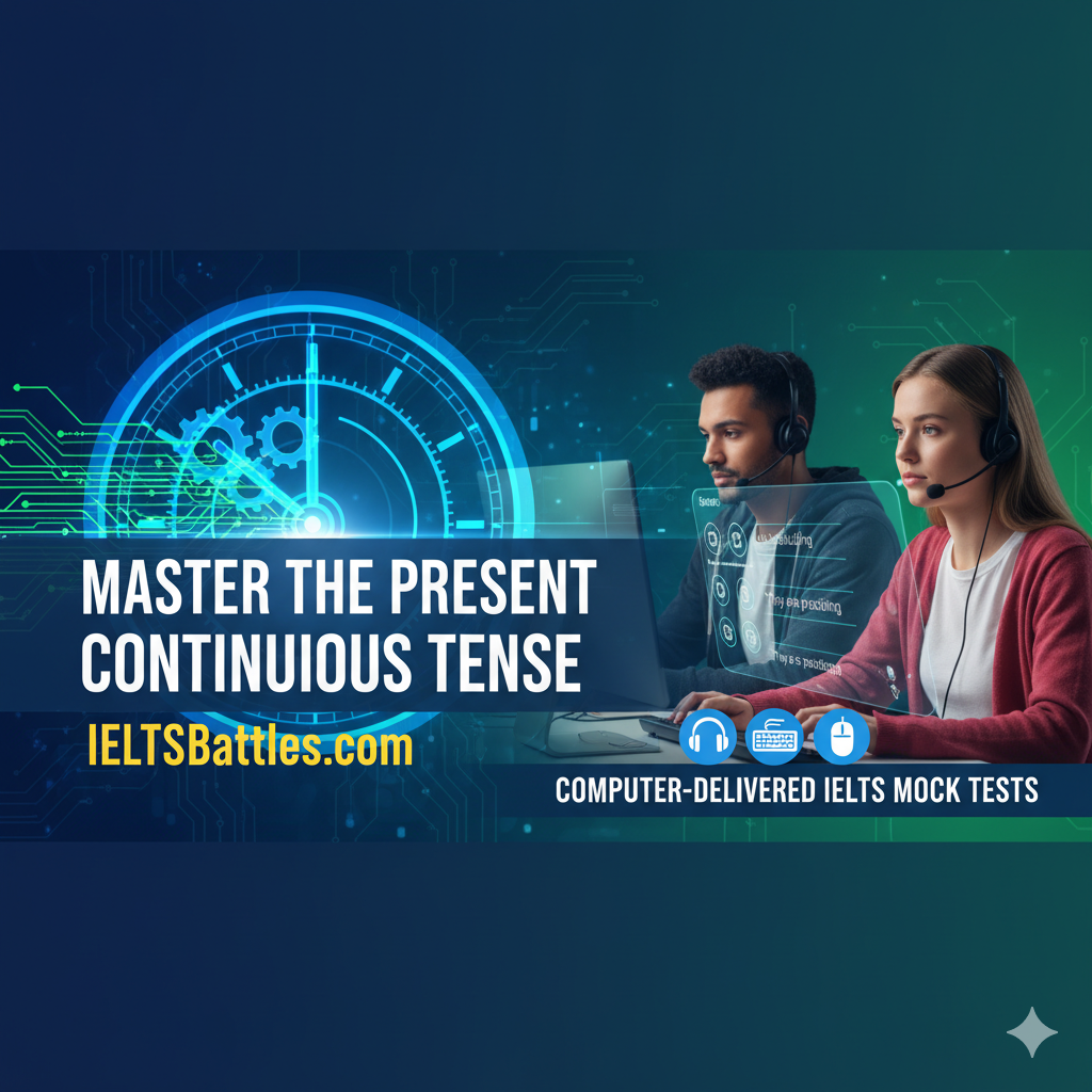 Present Continuous Tense Lesson Illustration showing actions happening right now