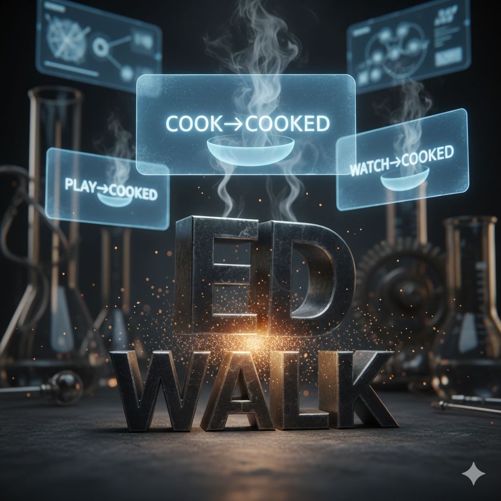 Simple Past regular verbs examples with -ed endings like walked, played, cooked